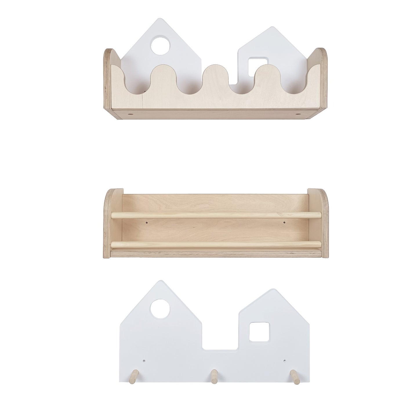 Set 2 rafturi perete + Cuier Montessori NEST SET