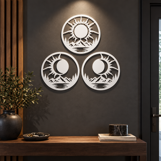 Eclipse Harmony NOOT – Set 3 decorațiuni de perete cu eclipse solare, Ø24 cm