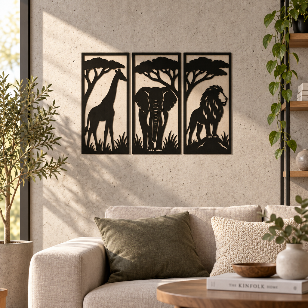 Safari Dreams – Set 3 decorațiuni de perete 40 x 19 cm | NOOT
