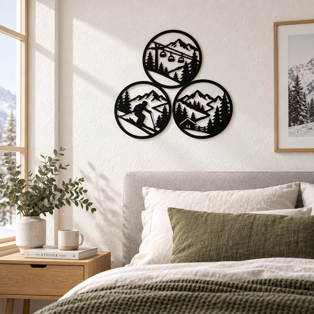Set 3 decorațiuni de perete Winter Wonderland – Plexiglas negru, Ø 23 cm
