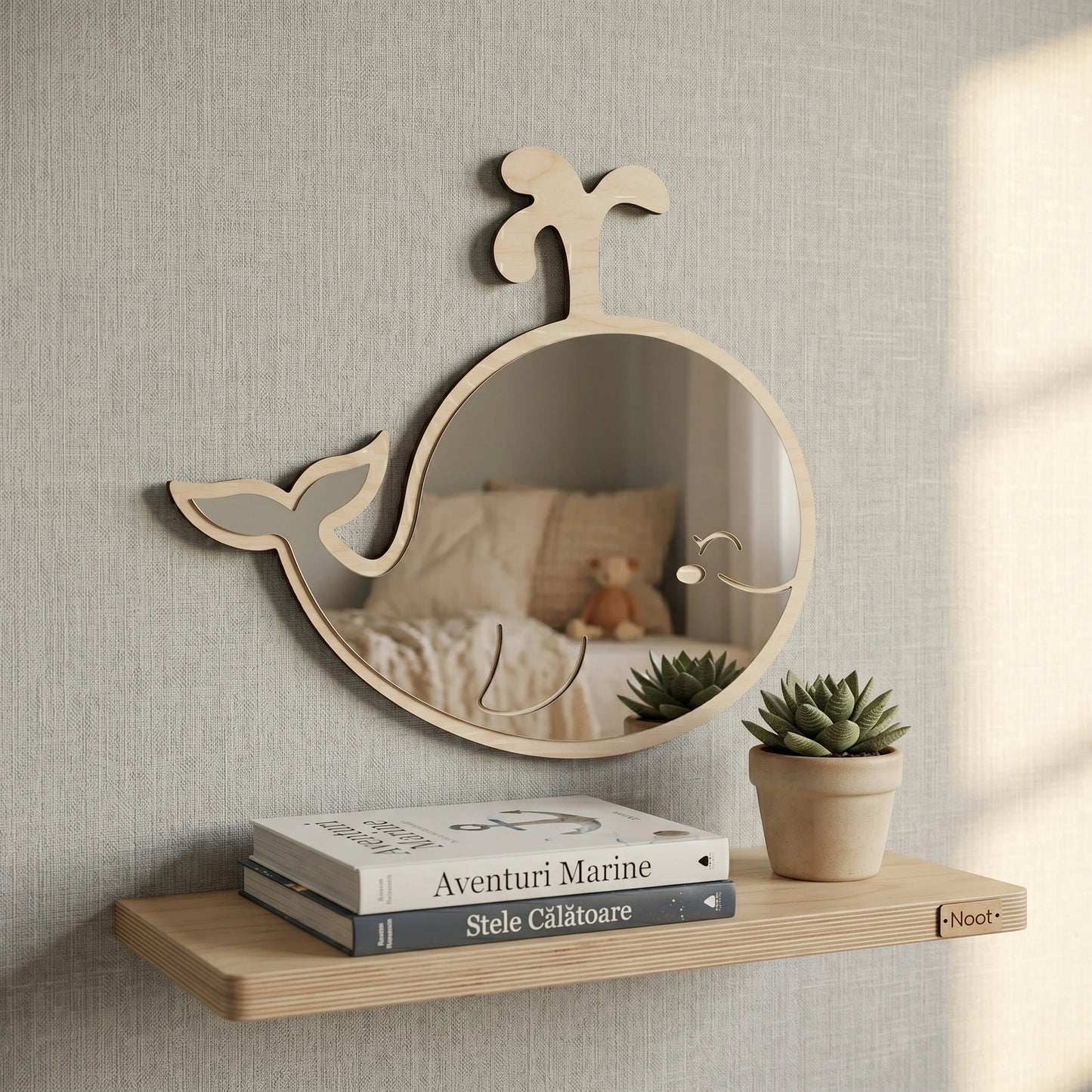 Oglindă Decorativă din Lemn pentru Camera Copilului | Dreamy Whale