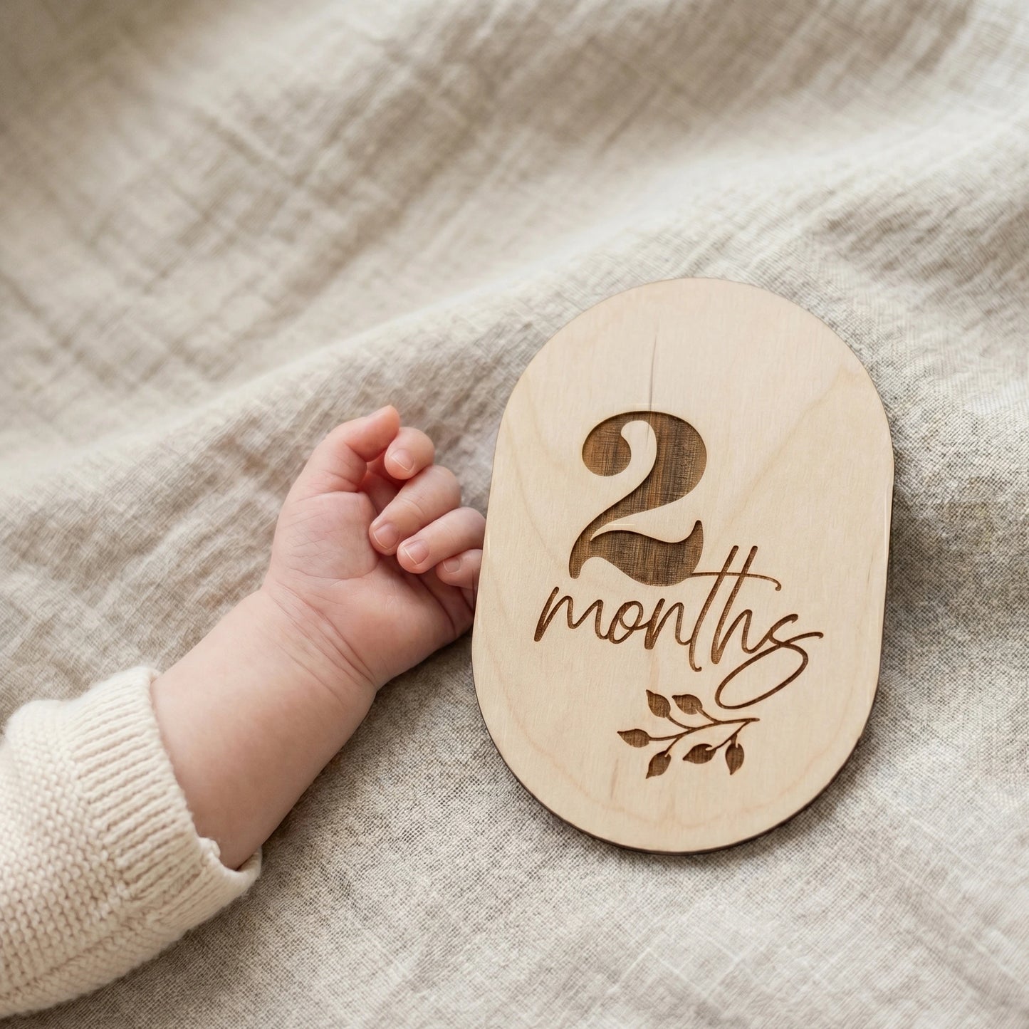Set Carduri Milestone din Lemn, pentru Bebeluș, Primele 12 Luni, 14 Piese