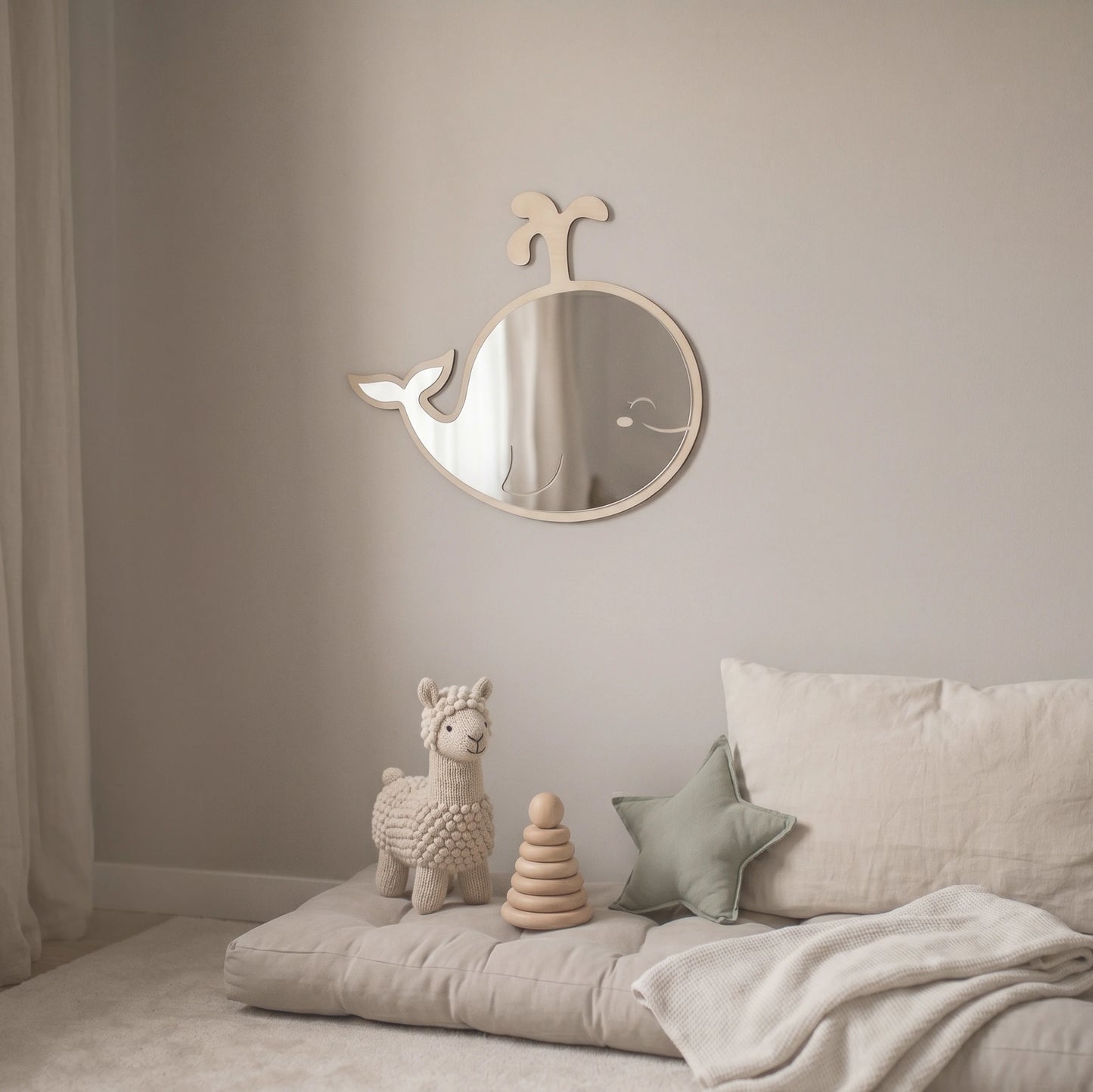 Oglindă Decorativă din Lemn pentru Camera Copilului | Dreamy Whale