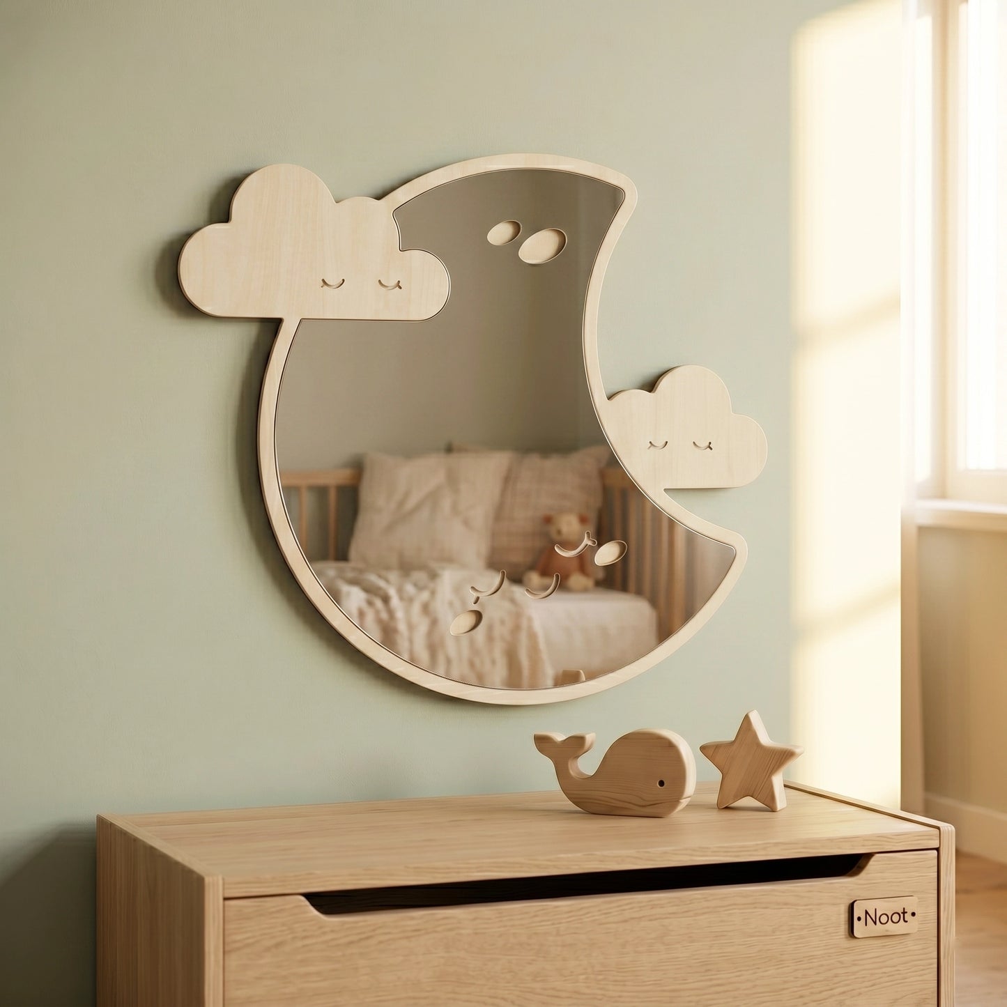 Oglindă Decorativă din Lemn pentru Camera Copilului | Over the Moon