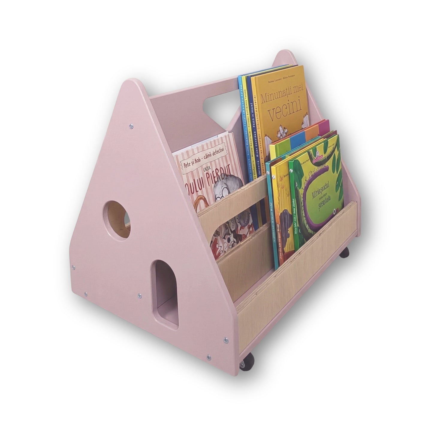 Biblioteca Montessori cu roti, in forma de casuta BOOKY Pearl