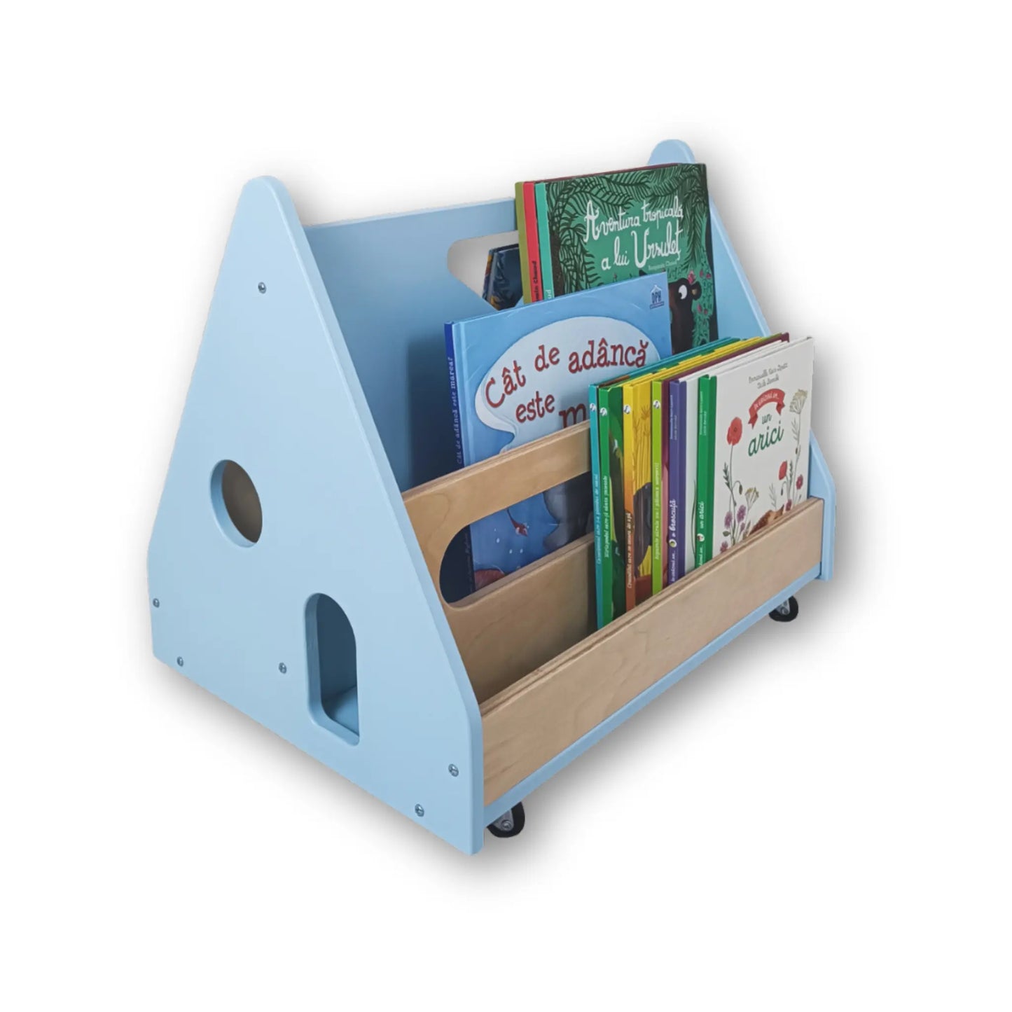 Biblioteca Montessori cu roti, in forma de casuta BOOKY Pearl