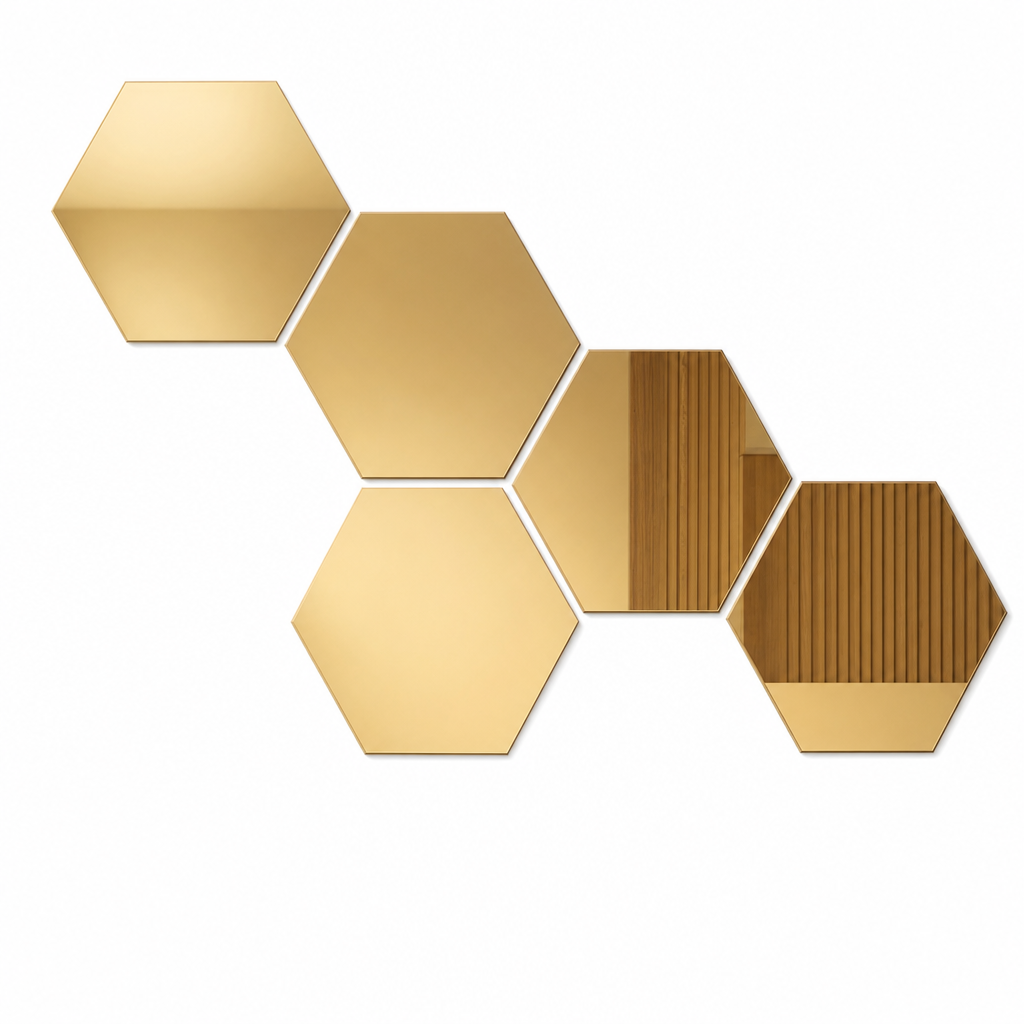 Panouri decorative oglinzi hexagonale, cu finisaj reflectorizant