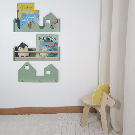 Set 2 rafturi perete + Cuier Montessori NEST SET