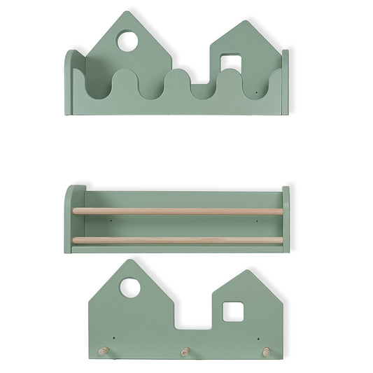 Set 2 rafturi perete + Cuier Montessori NEST SET