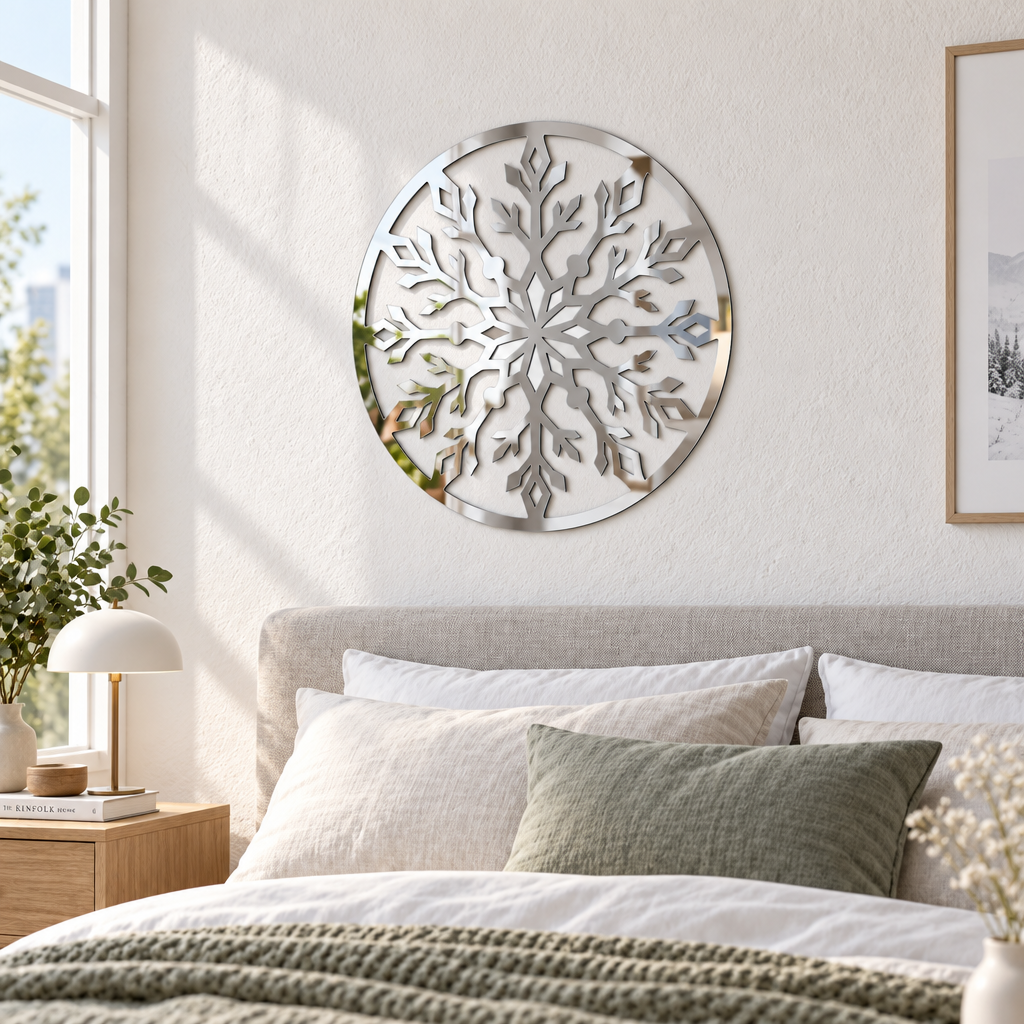 Fulgul Oglindit – Decorațiune de perete din plexiglas oglindă argintiu, Ø 24 cm | NOOT