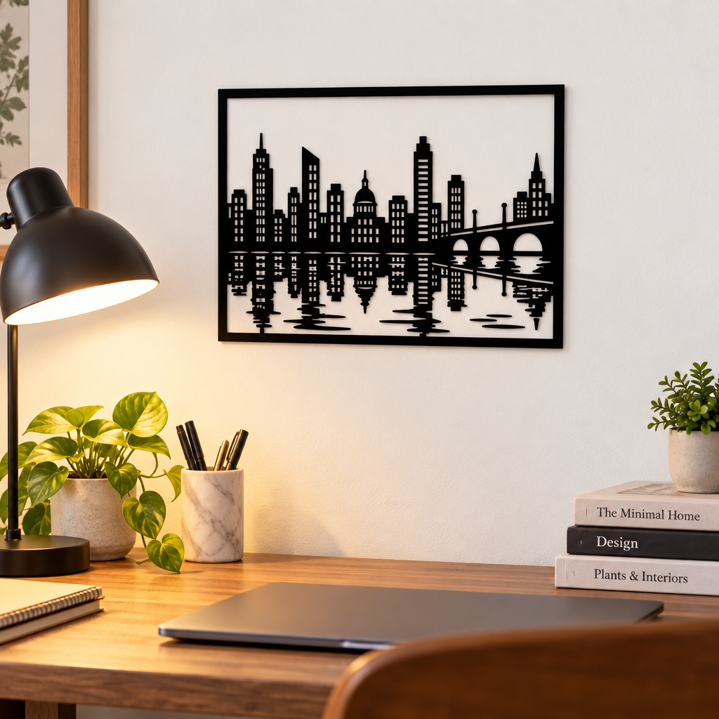 Decorațiune de perete NOOT Nocturne Cityscape – Plexiglas negru, 32 x 24 cm