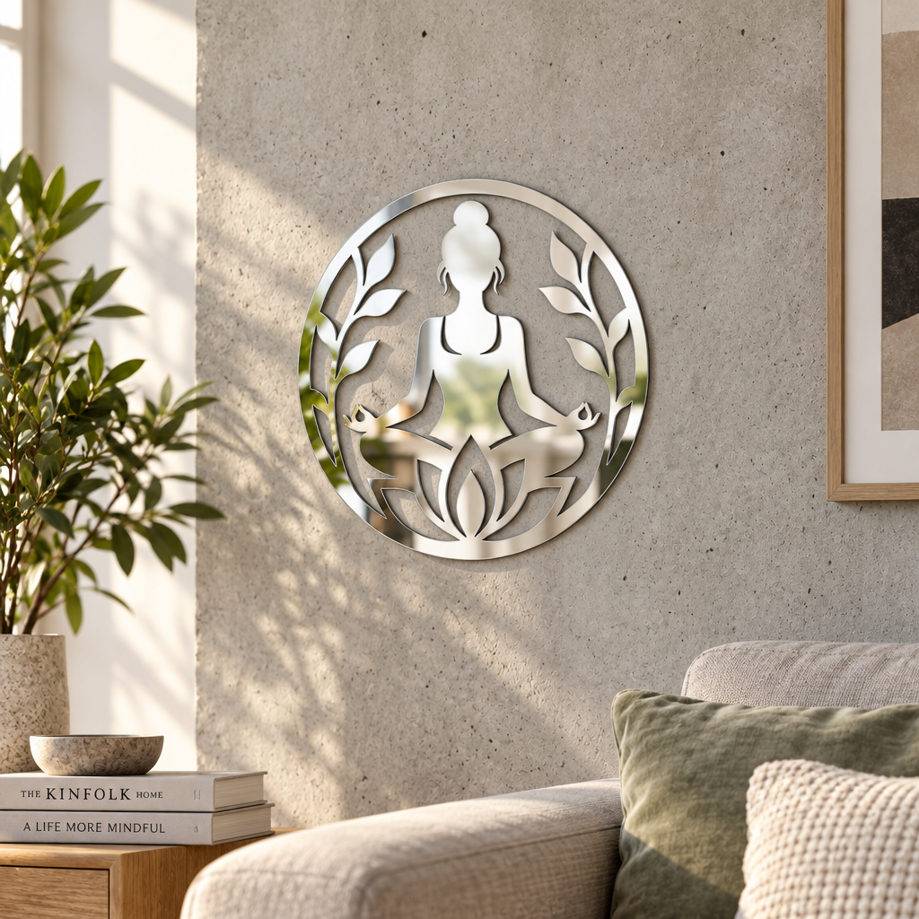 Decorațiune de perete din plexiglas oglindă argintiu Reflective Serenity – NOOT, 24 cm