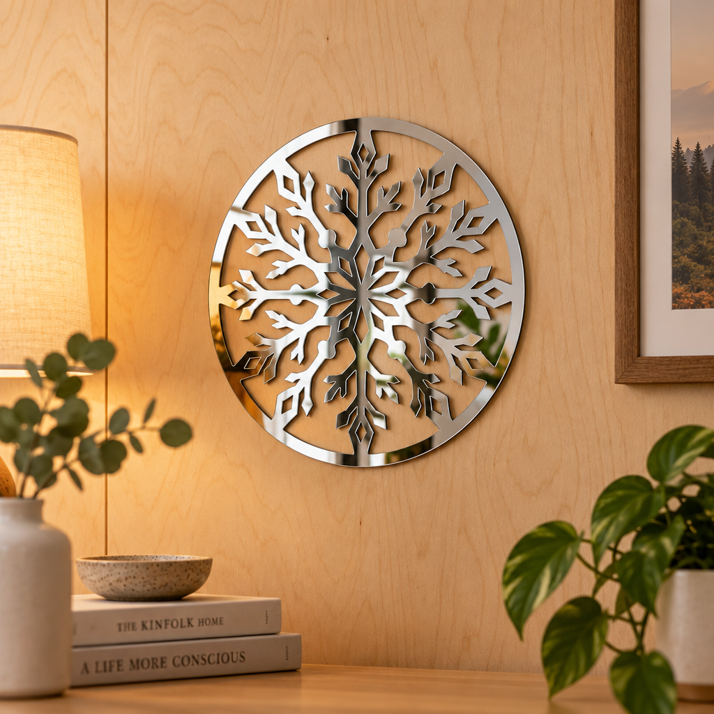 Fulgul Oglindit – Decorațiune de perete din plexiglas oglindă argintiu, Ø 24 cm | NOOT