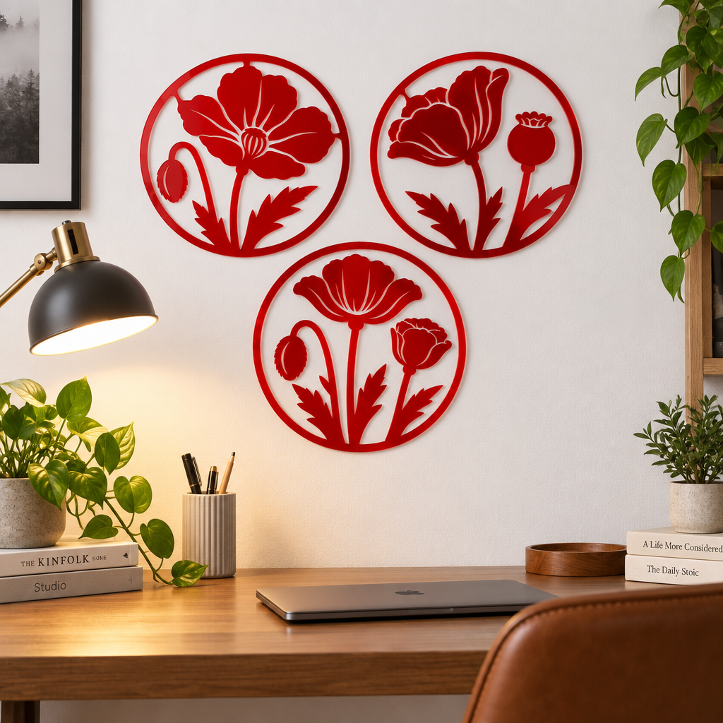 Macii Eterni – Set 3 decorațiuni de perete din plexiglas roșu, Ø 24 cm | NOOT