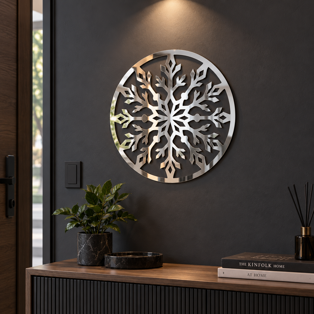 Fulgul Oglindit – Decorațiune de perete din plexiglas oglindă argintiu, Ø 24 cm | NOOT