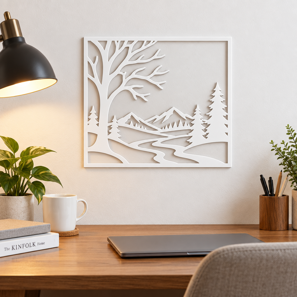 Decorațiune de perete Iarna Magică – Plexiglas alb, 26 × 24 cm | NOOT