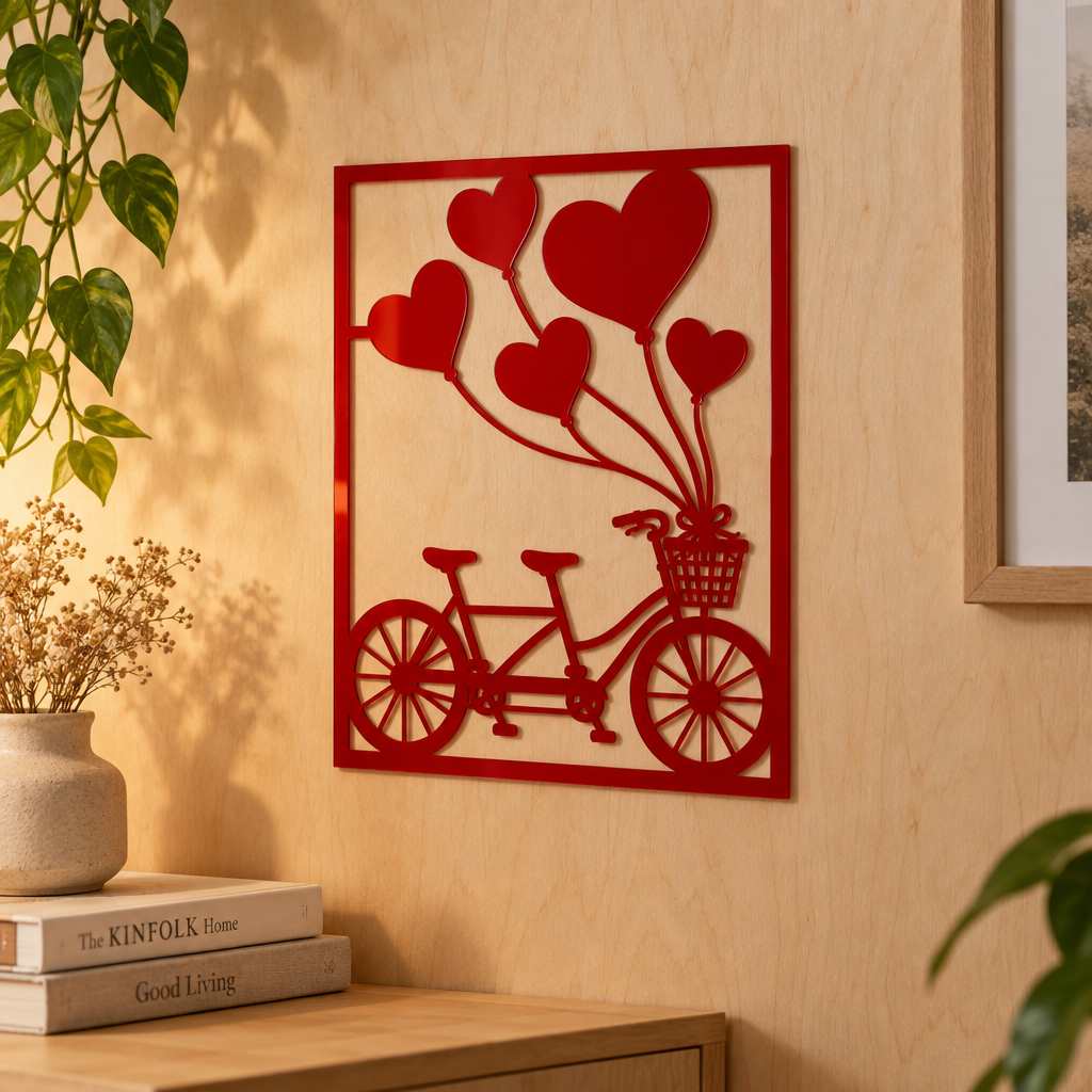Tandemul Dragostei – Decorațiune de perete NOOT din plexiglas roșu, 24 x 32 cm