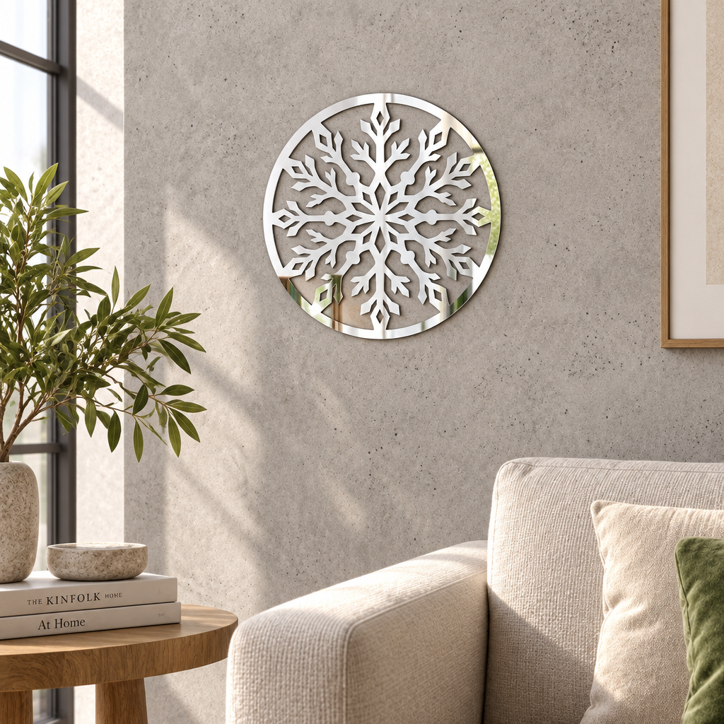 Fulgul Oglindit – Decorațiune de perete din plexiglas oglindă argintiu, Ø 24 cm | NOOT