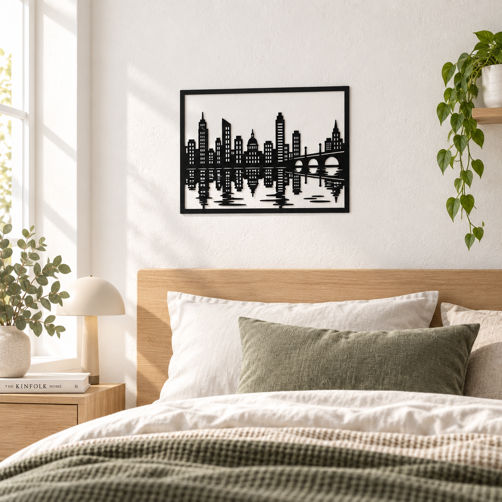 Decorațiune de perete NOOT Nocturne Cityscape – Plexiglas negru, 32 x 24 cm